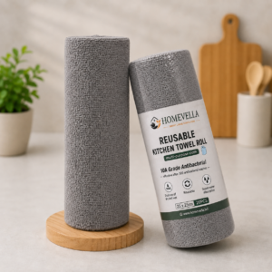 Reusable Kitchen Towel Roll – Ash Color – Washable and Soft Microfiber Fabric – 20 Pcs