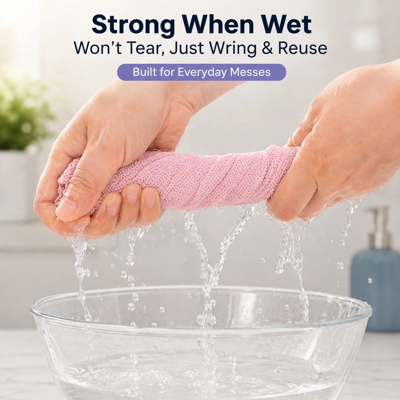 Reusable Kitchen Towel Roll – Pink Color – Washable and Soft Microfiber Fabric – 20 Pcs - Image 6