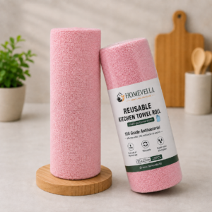Reusable Kitchen Towel Roll – Pink Color – Washable and Soft Microfiber Fabric – 20 Pcs